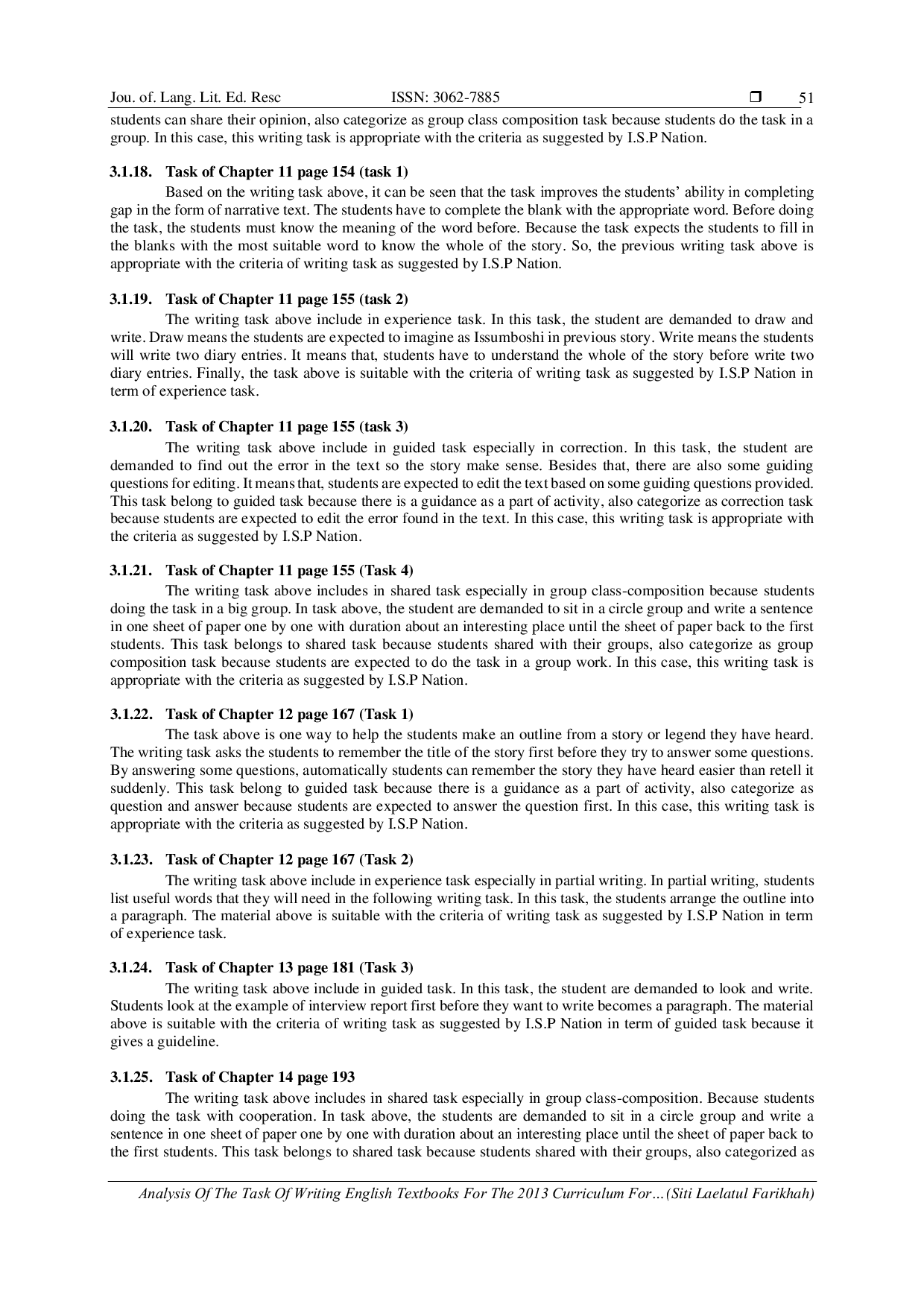JURIS Analysis of the Task of Writing English Textbooks for the 2013 Curriculum for Grade X of Senior High School Published by the Minister of Education and Culture Based on Paul Nation s Theory