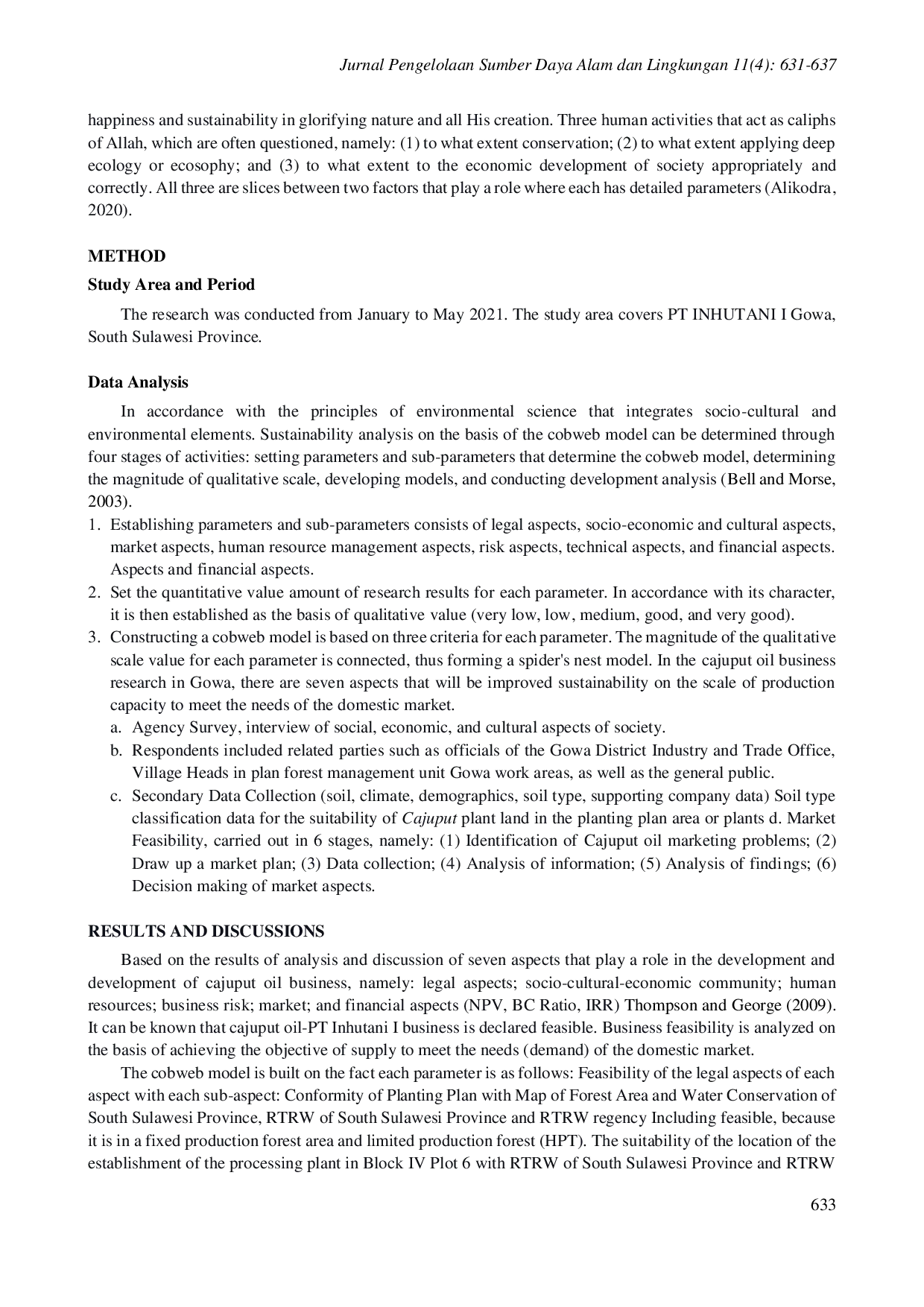 juris Sustainable analysis of integrated cajuput oil business development as a sustainable forestry multi business at PT Inhutani I