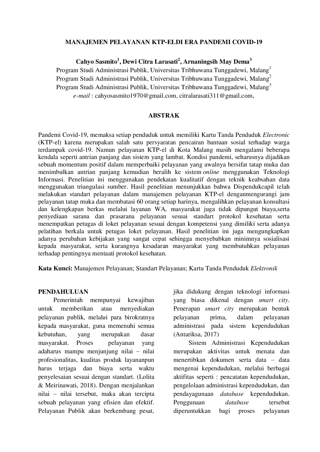 juris Manajemen Pelayanan Ktp El Di Era Pandemi Covid 19