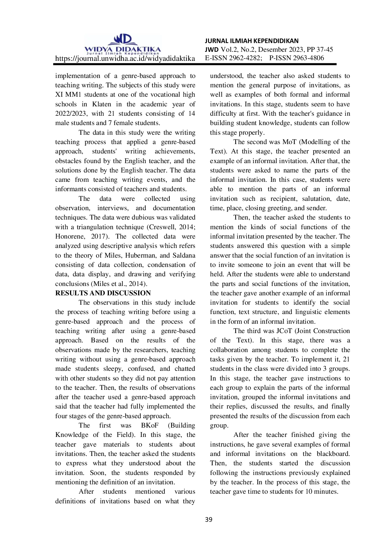 JURIS IMPLEMENTATION OF GENRE BASED APPROACH IN TEACHING WRITING FOR VOCATIONAL HIGH SCHOOL STUDENTS