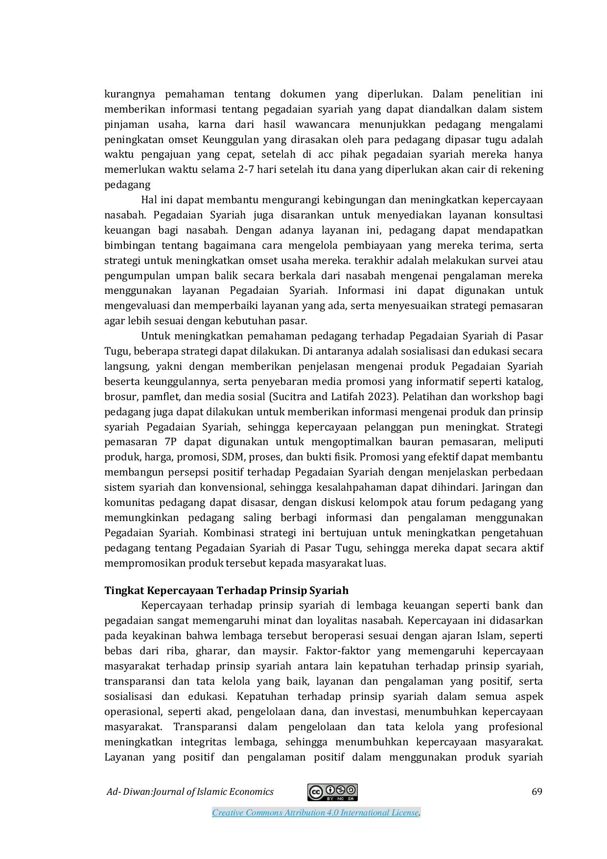 JURIS Persepsi Pedagang Pasar Tugu Terhadap Pembiayaan Usaha Pegadaian Syariah