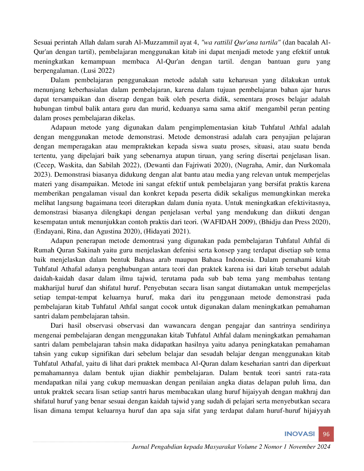 JURIS Implementasi Kitab Mathan Tuhfatul Athfal Dalam Meningkatkan Pemahaman Tahsin Al Quran