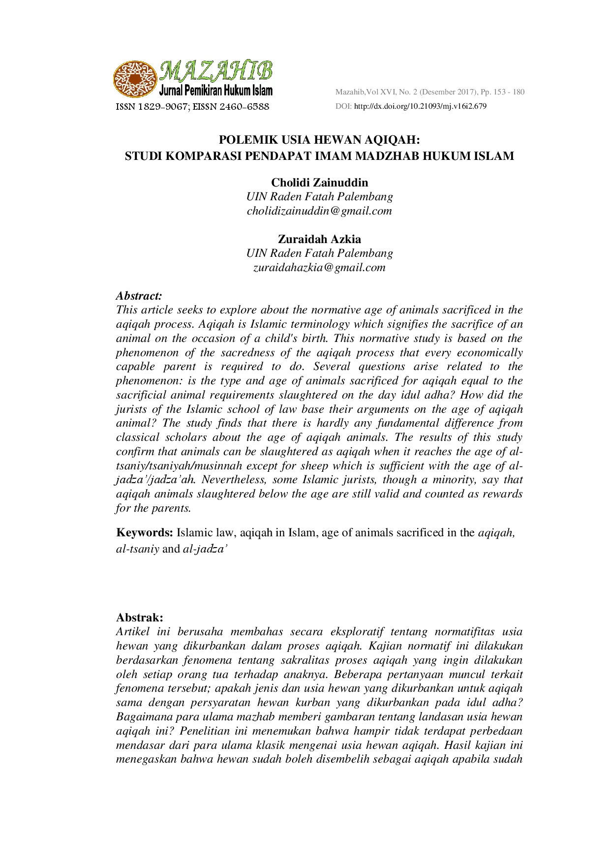 juris Polemik Usia Hewan Aqiqah Studi Komparasi Pendapat Imam Madzhab Hukum Islam