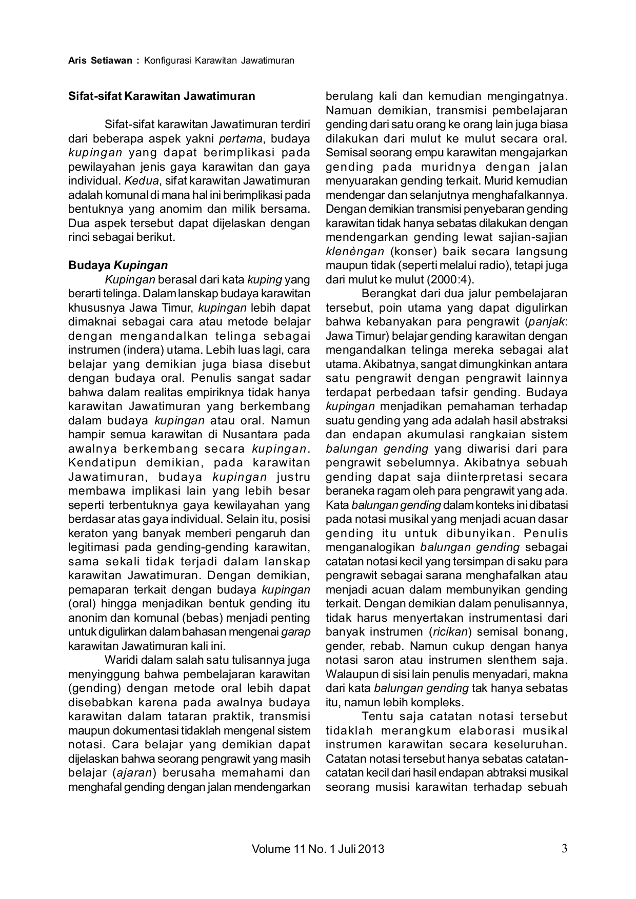 JURIS Konfigurasi Karawitan Jawatimuran