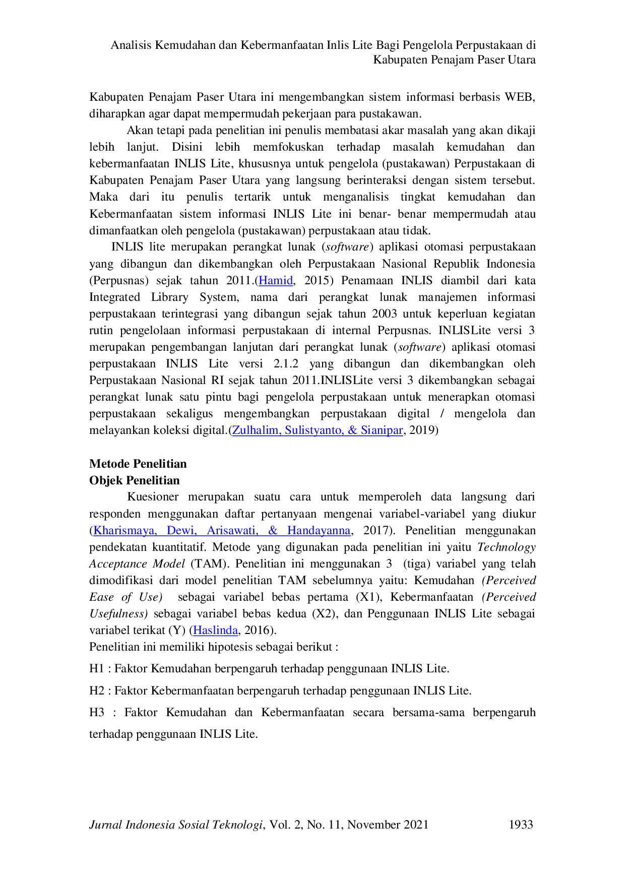 JURIS Analisis Kemudahan dan Kebermanfaatan Inlis Lite Bagi Pengelola Perpustakaan di Kabupaten Penajam Paser Utara
