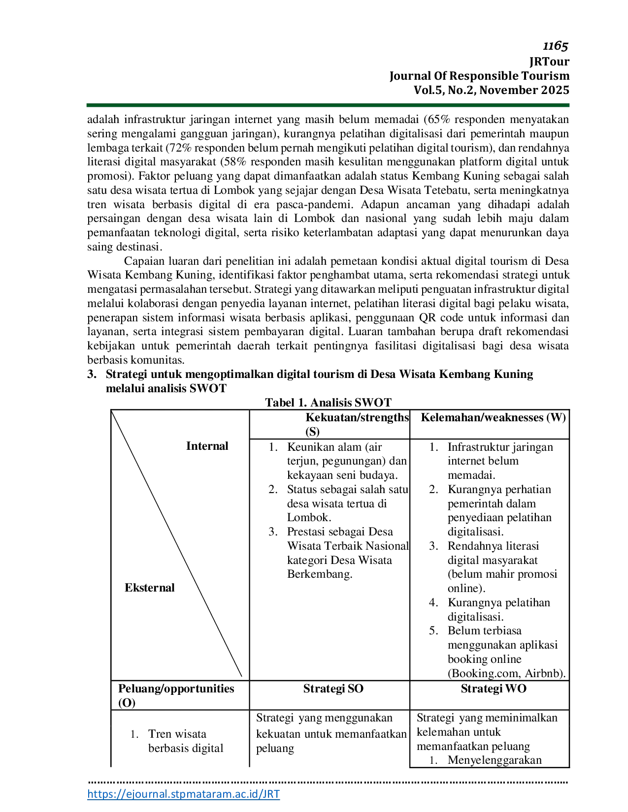 JURIS Optimalisasi Digital Tourism Di Desa Wisata Kembang Kuning Lombok Timur