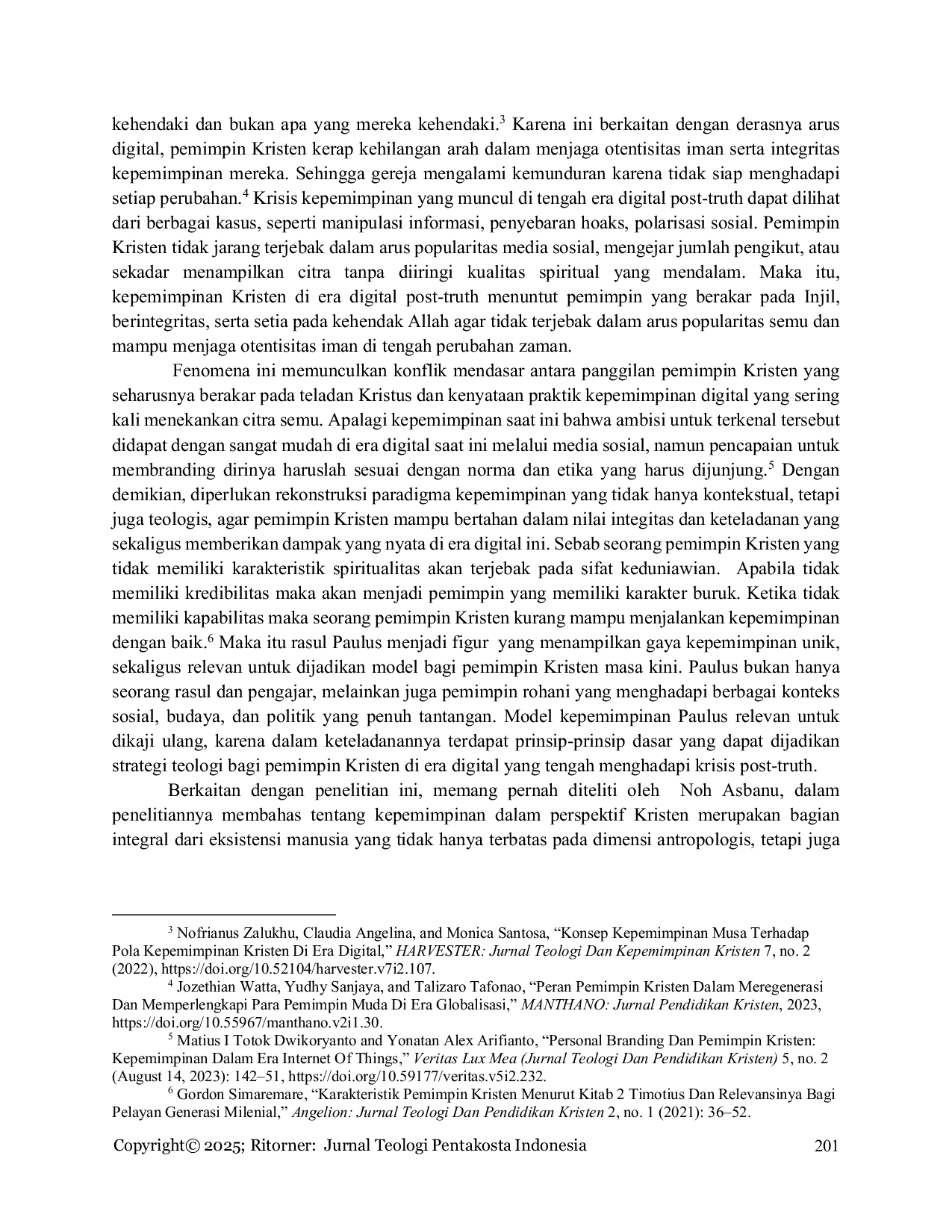 JURIS Keteladanan Kepemimpinan Paulus sebagai Strategi Teologi Pemimpin Kristen Era Digital dan Post Truth