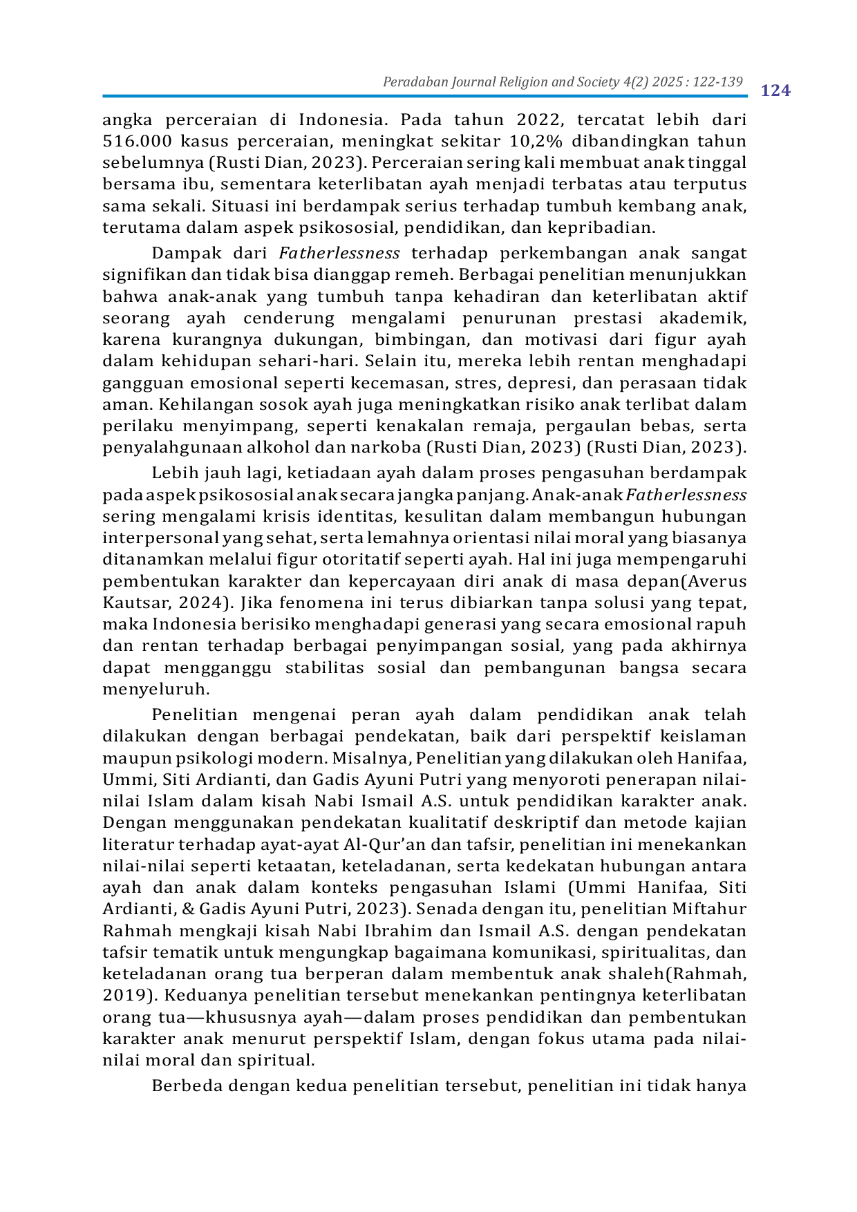 JURIS Fenomena Fatherlessness dalam Perspektif Tafsir Al Misbah dan Teori Keterlibatan Ayah Michael Lamb