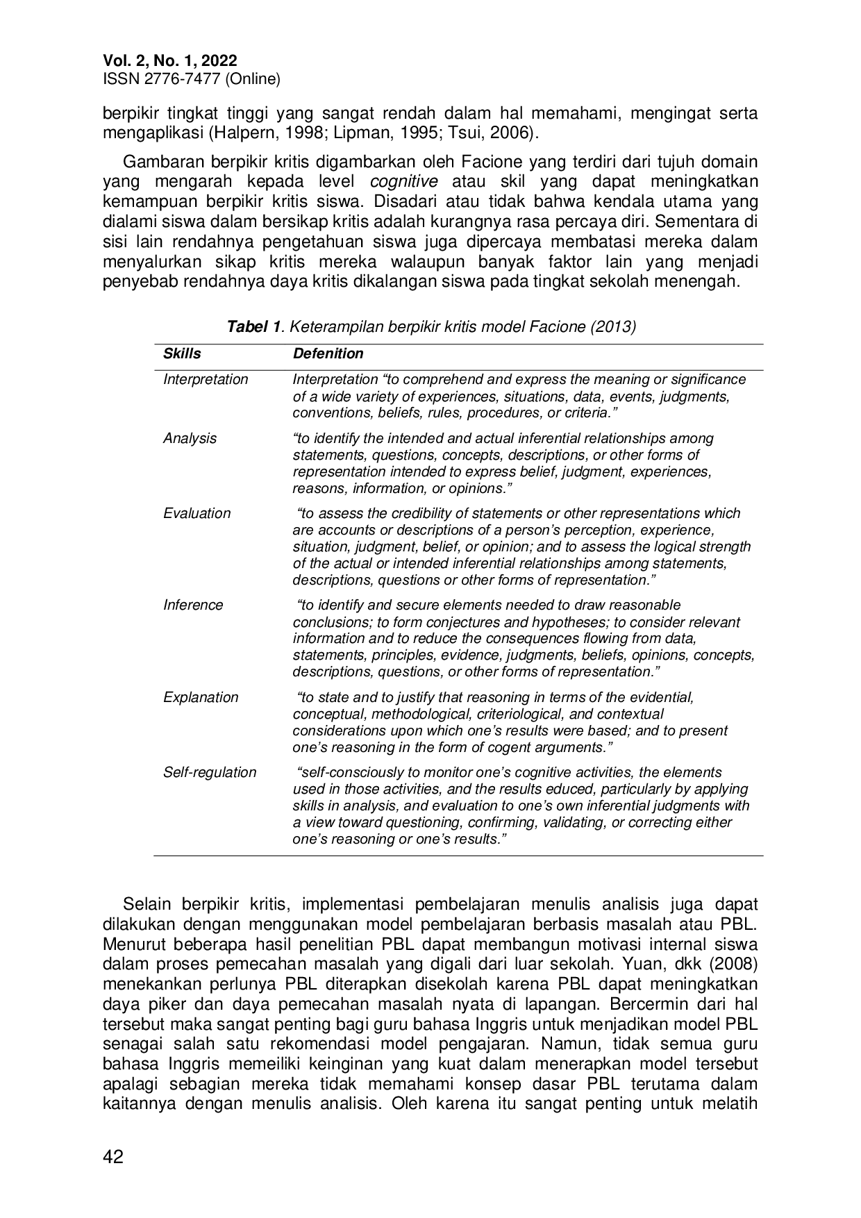 JURIS Pelatihan Menulis Teks Analisis Dengan Pendekatan PBL Problem Based Learning Pada Kelompok Guru MGMP Bahasa Inggris di Kabupaten Gowa