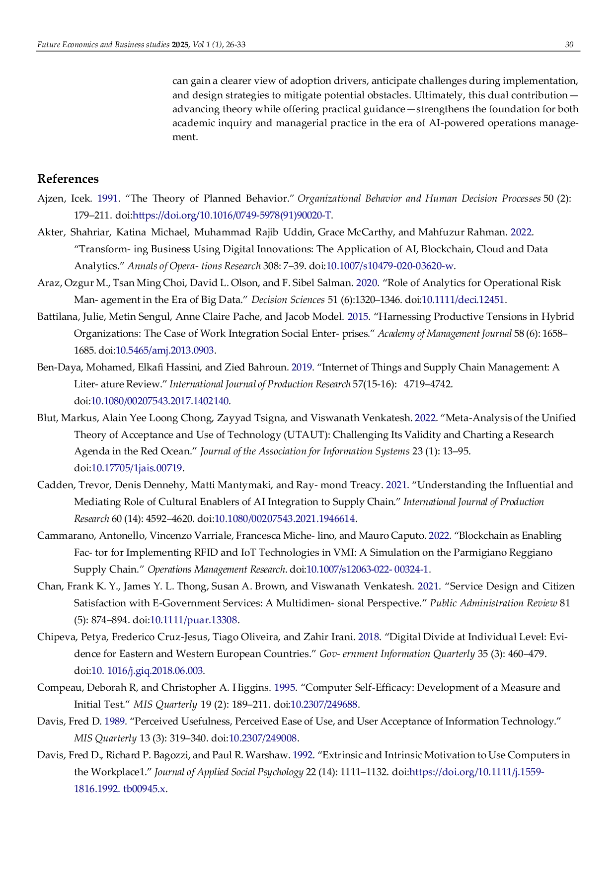 JURIS Artificial Intelligence and Emerging Technology Integration Setting a Research Agenda in Operations Management