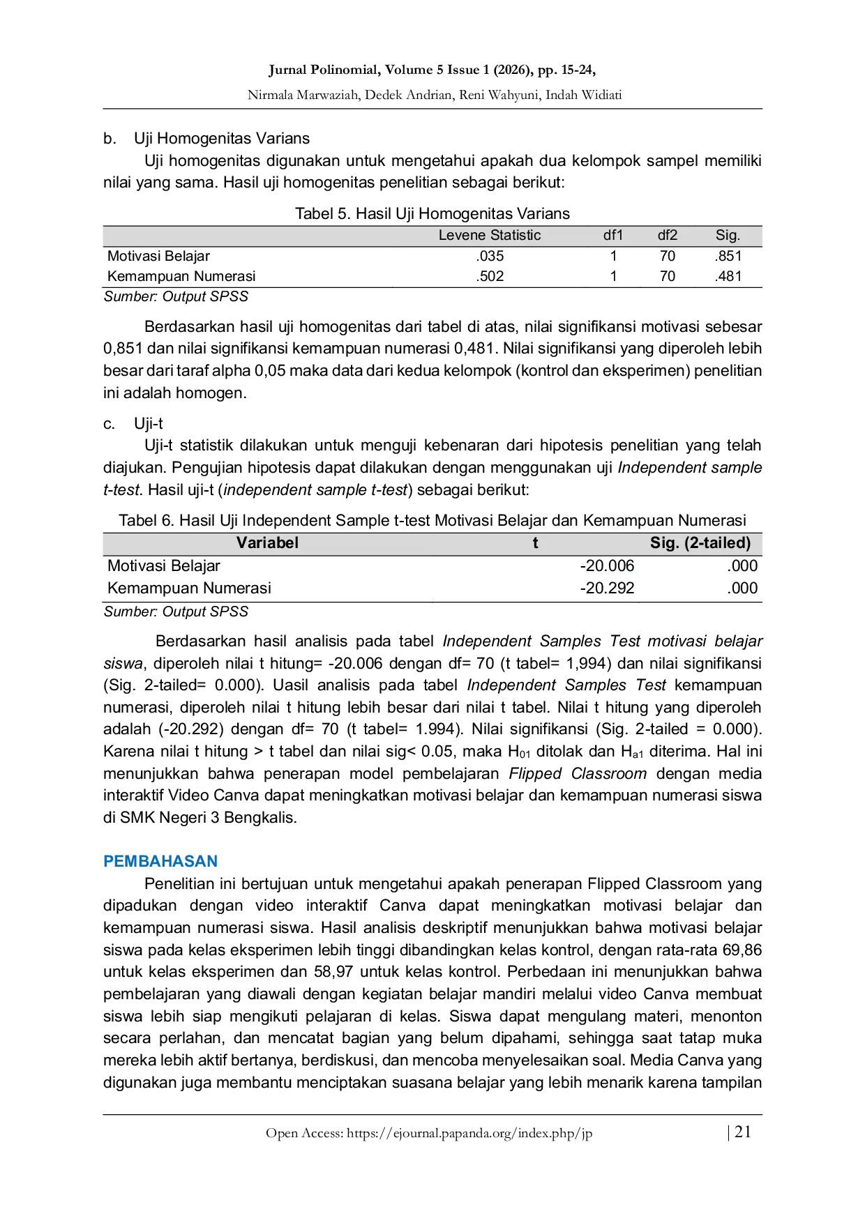 JURIS Pengaruh Model Pembelajaran Flipped Classroom dengan Media Interaktif Video Canva untuk Meningkatkan Motivasi dan Kemampuan Numerasi Siswa di SMK Negeri 3 Bengkalis