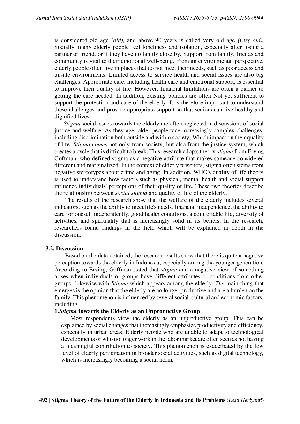 JURIS Stigma Theory of the Future of the Elderly in Indonesia and Its Problems