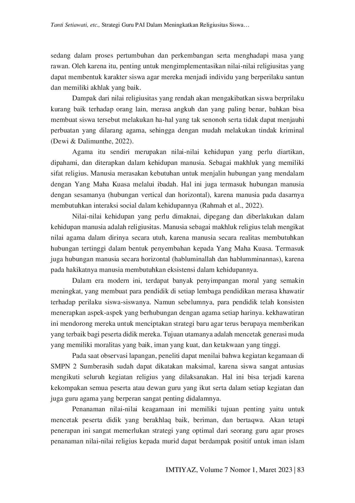 JURIS Strategi Guru PAI dalam Meningkatkan Religiusitas Siswa Melalui Penerapan Nilai Nilai Agama Islam pada Siswa SMPN 2 Sumberasih Probolinggo