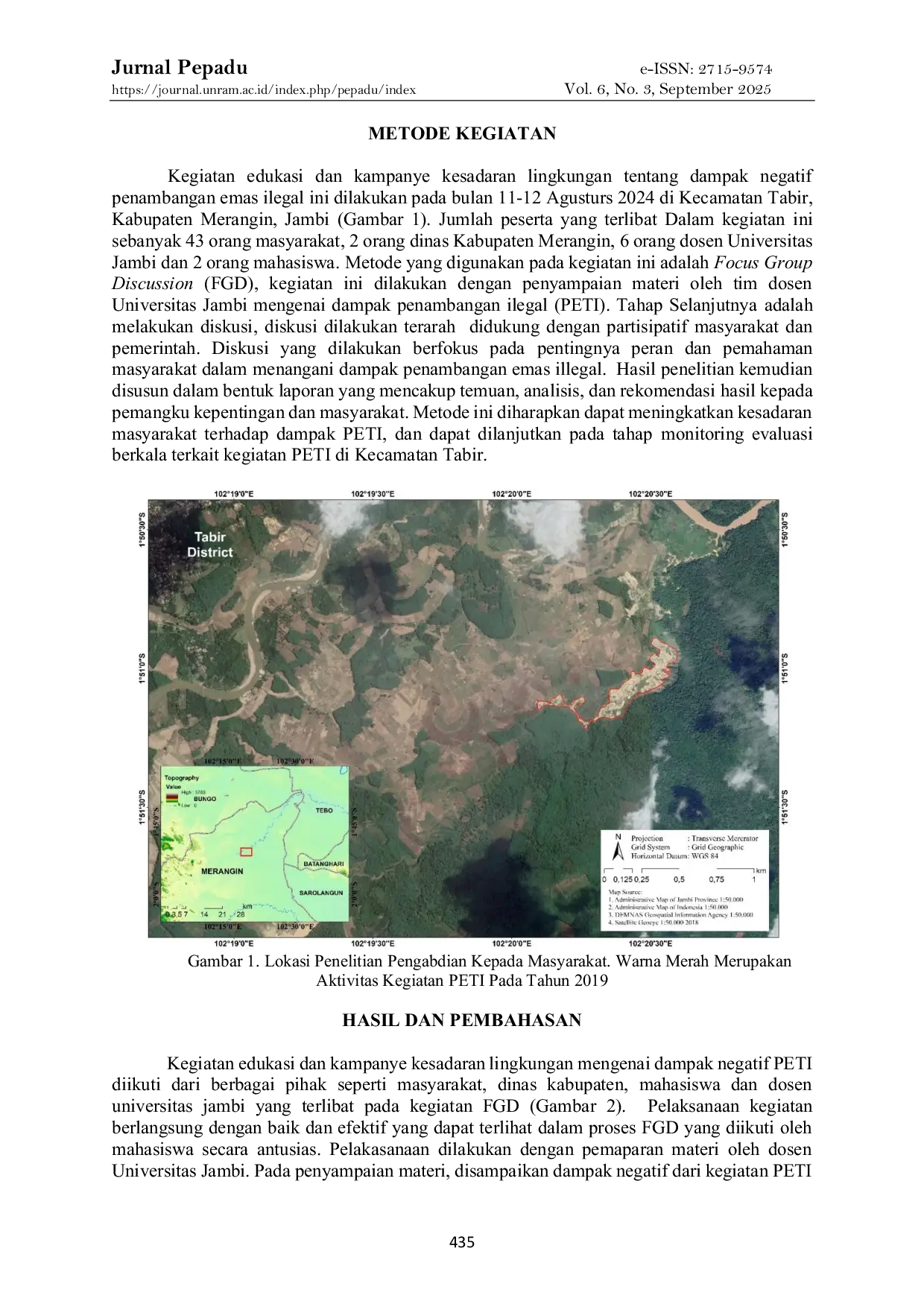 JURIS Edukasi Dan Kampanye Kesadaran Lingkungan Tentang Dampak Negatif Penambangan Emas Ilegal Di Kecamatan Tabir Kabupaten Merangin Jambi