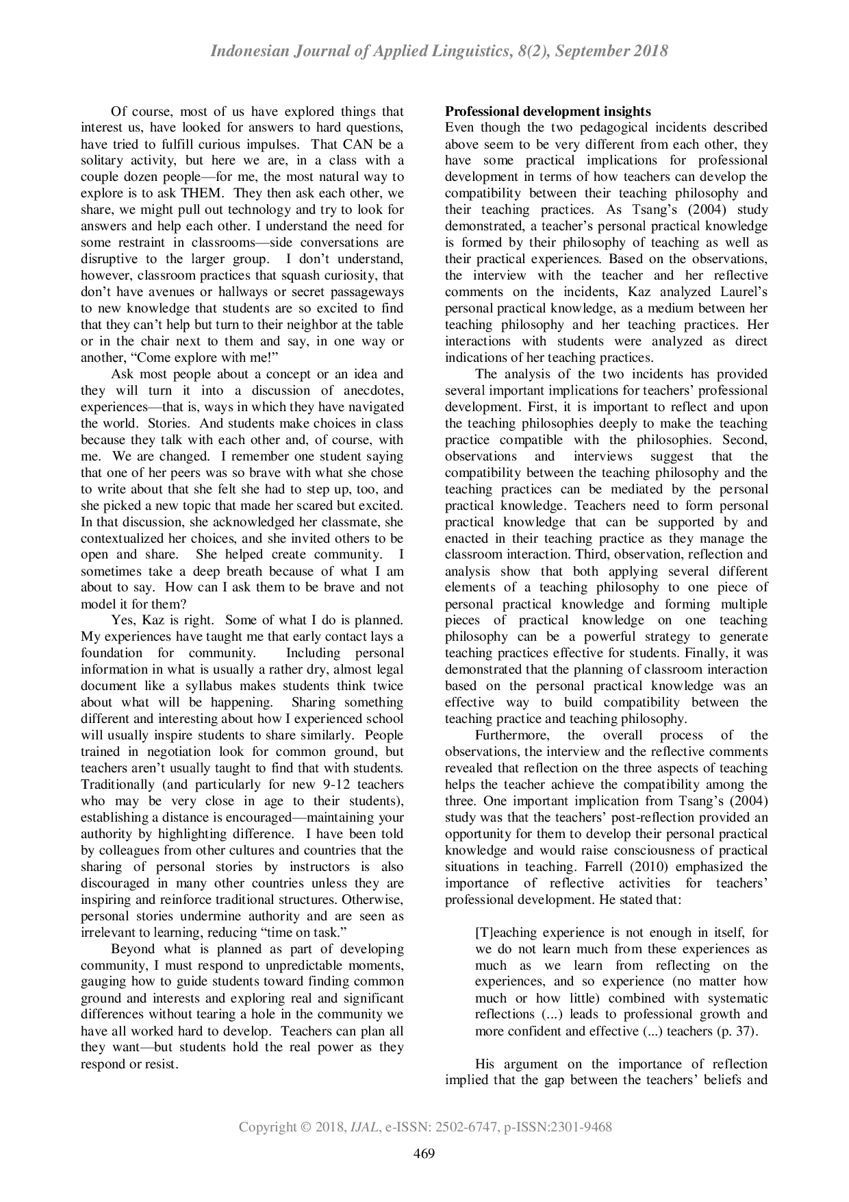 JURIS Teaching philosophy in practice Developing compatibility through personal practical knowledge
