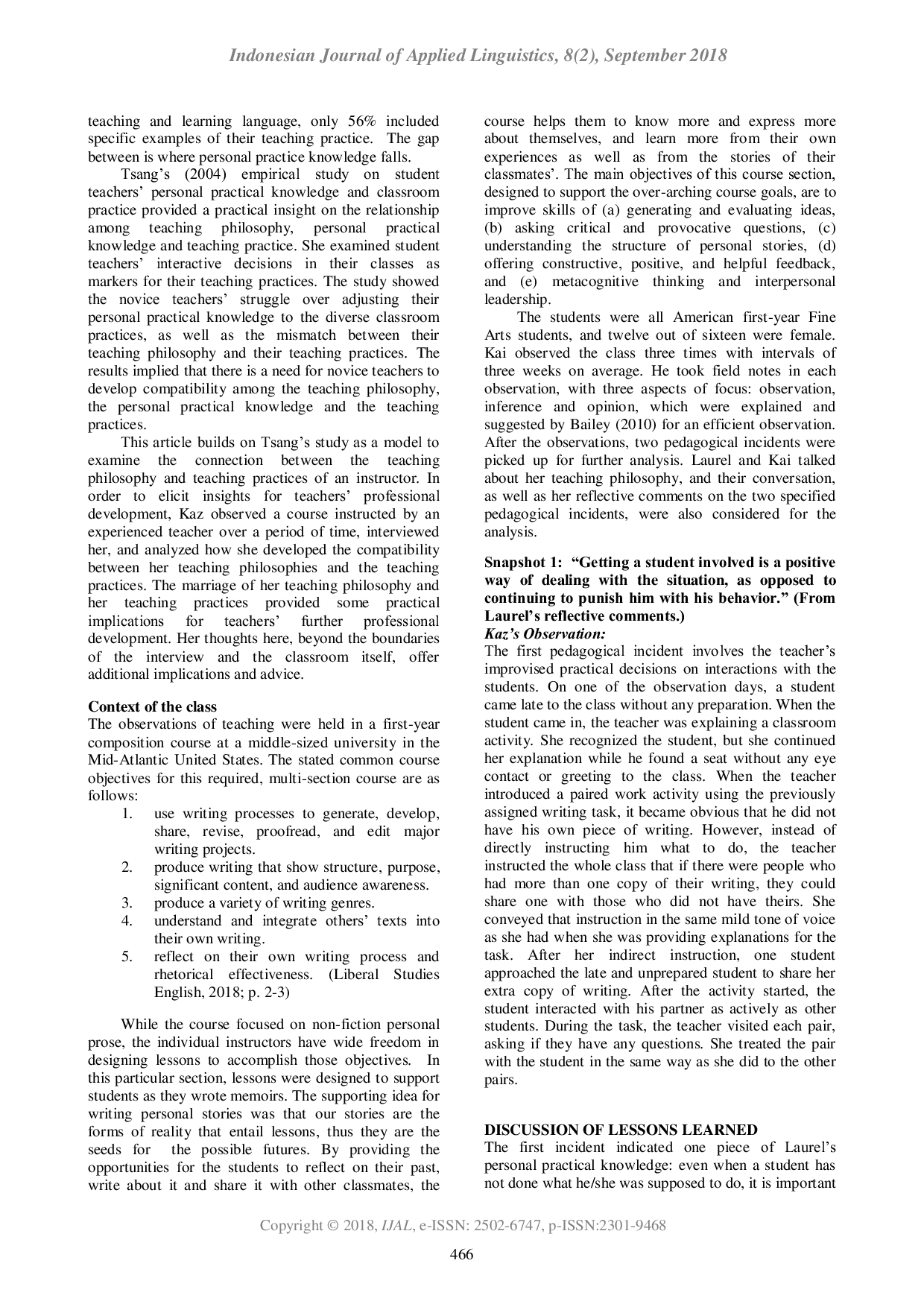 JURIS Teaching philosophy in practice Developing compatibility through personal practical knowledge