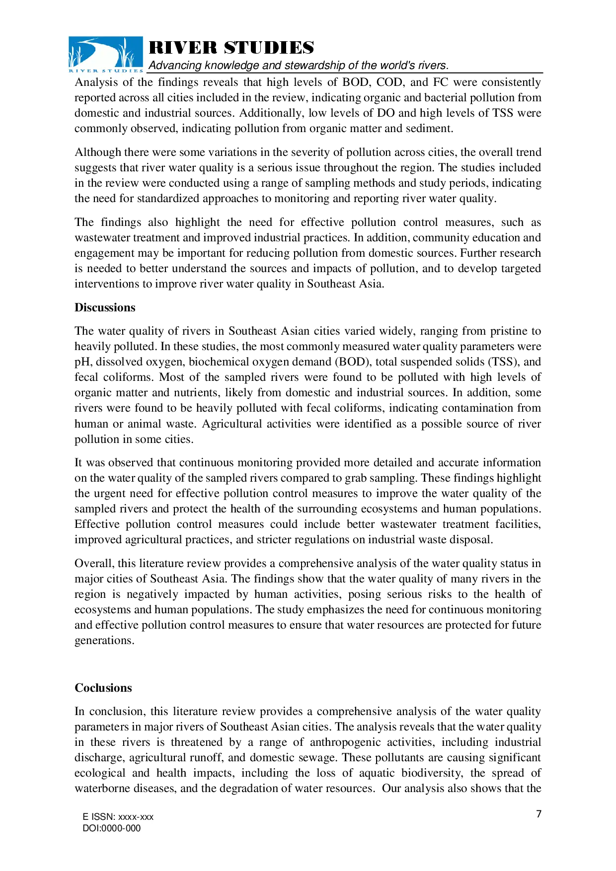 juris Comparative Analysis of Water Quality Parameters in Major Rivers of Southeast Asian Cities A Literature Review