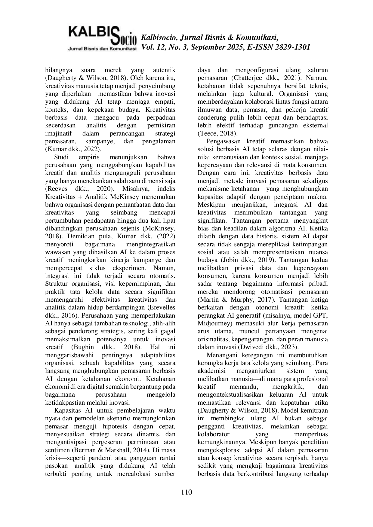 JURIS Kreativitas Berbasis Data Pemanfaatan Kecerdasan Buatan dalam Inovasi Pemasaran untuk Ketahanan Ekonomi