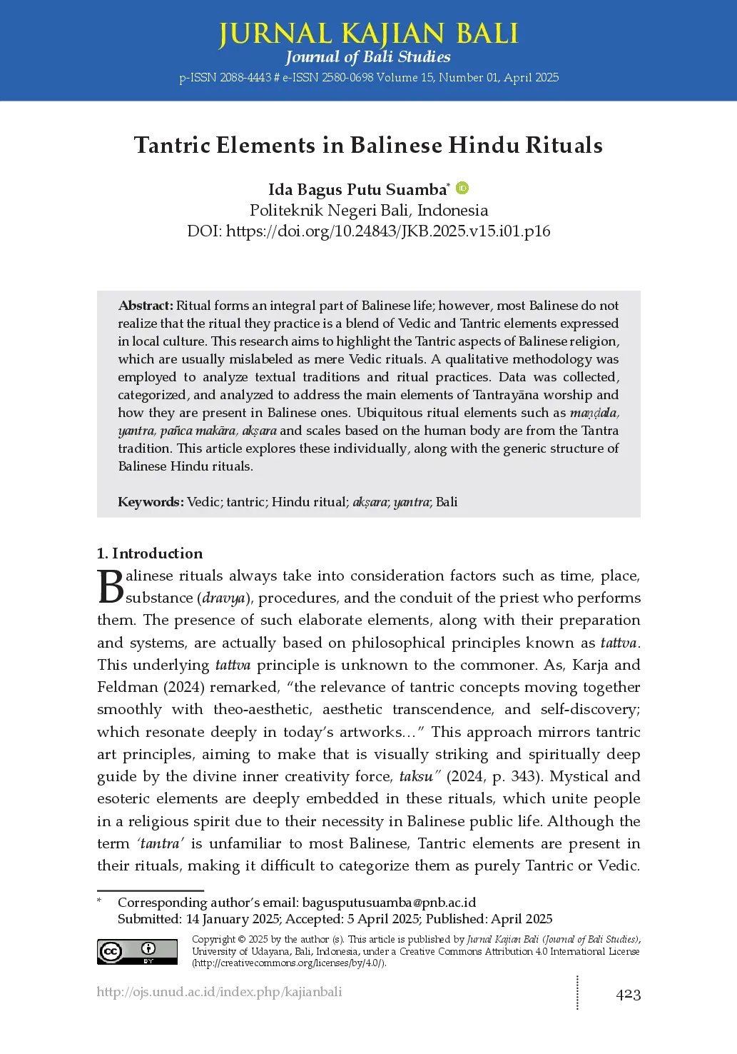 juris Tantric Elements in Balinese Hindu Rituals