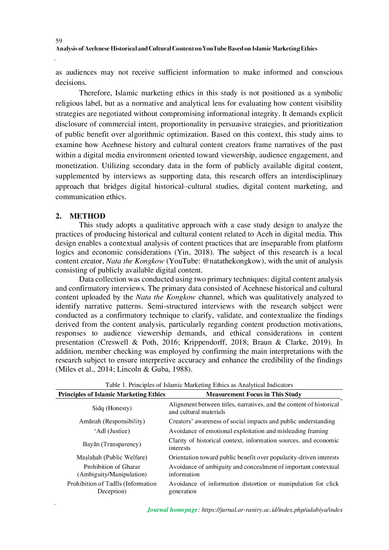 JURIS Analysis of Acehnese Historical and Cultural Content on YouTube Based on Islamic Marketing Ethics