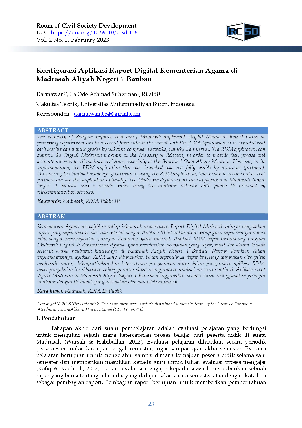 juris Konfigurasi Aplikasi Raport Digital Kementerian Agama di Madrasah Aliyah Negeri 1 Baubau