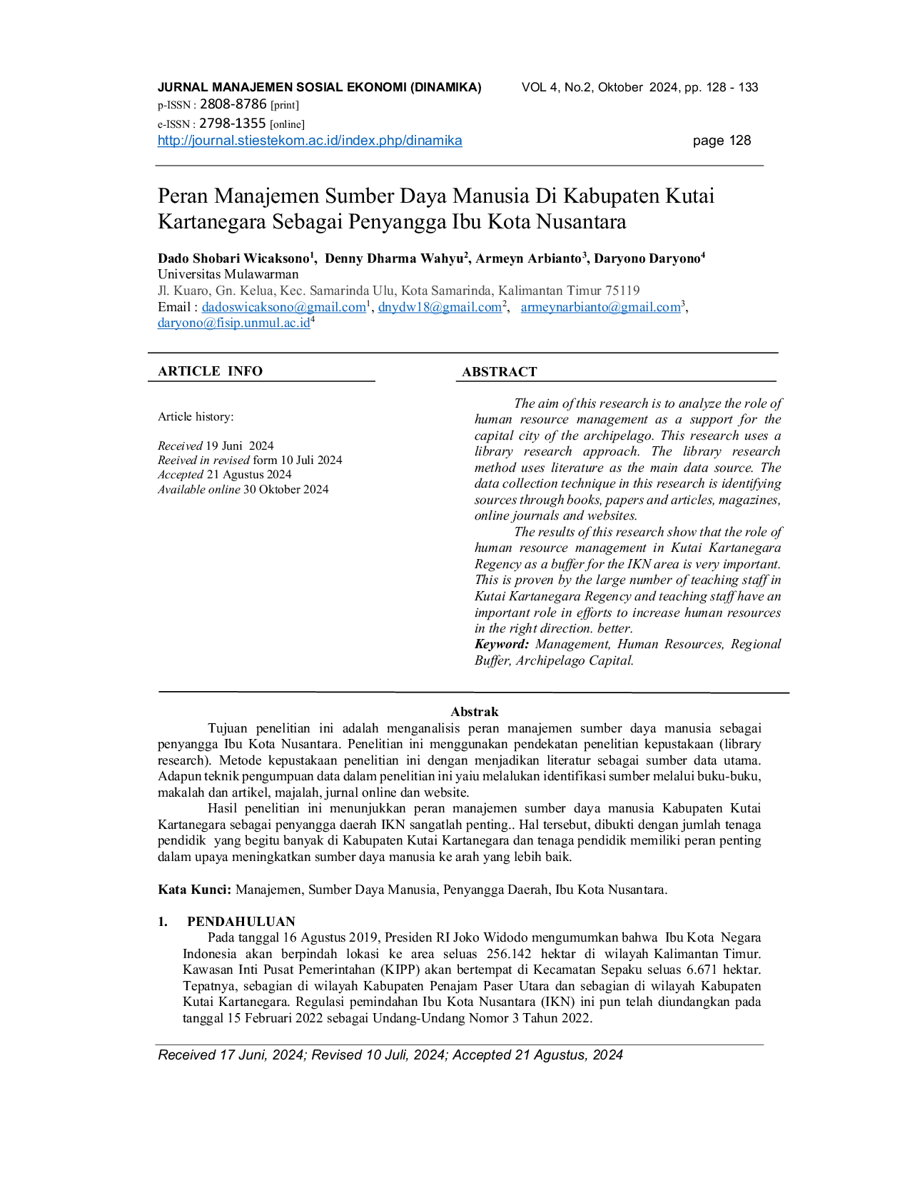 JURIS Peran Manajemen Sumber Daya Manusia di Kabupaten Kutai Kartanegara Sebagai Penyangga Ibu Kota Nusantara