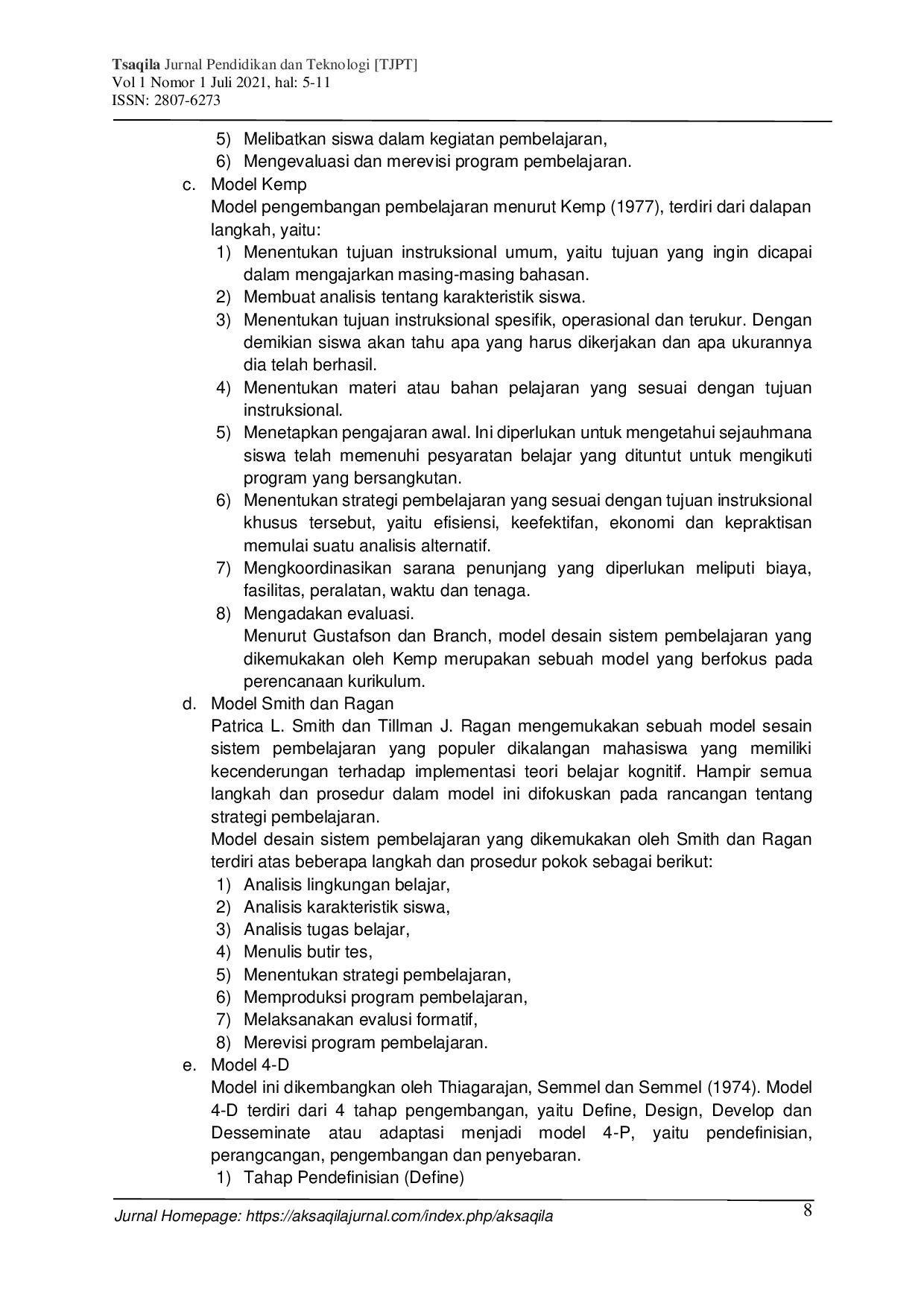 JURIS Pengaruh Penerapan Penggunaan Model Model Desain Pembelajaran Dalam Keefektifan Dan Keefisienan Proses Pembelajaraan Di MTsN Peanornor