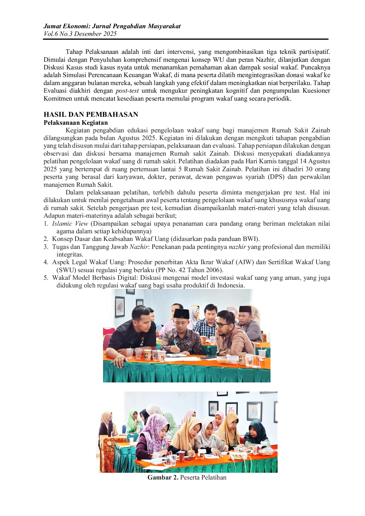 JURIS Edukasi Pengelolaan Wakaf Uang di Rumah Sakit Zainab Pekanbaru
