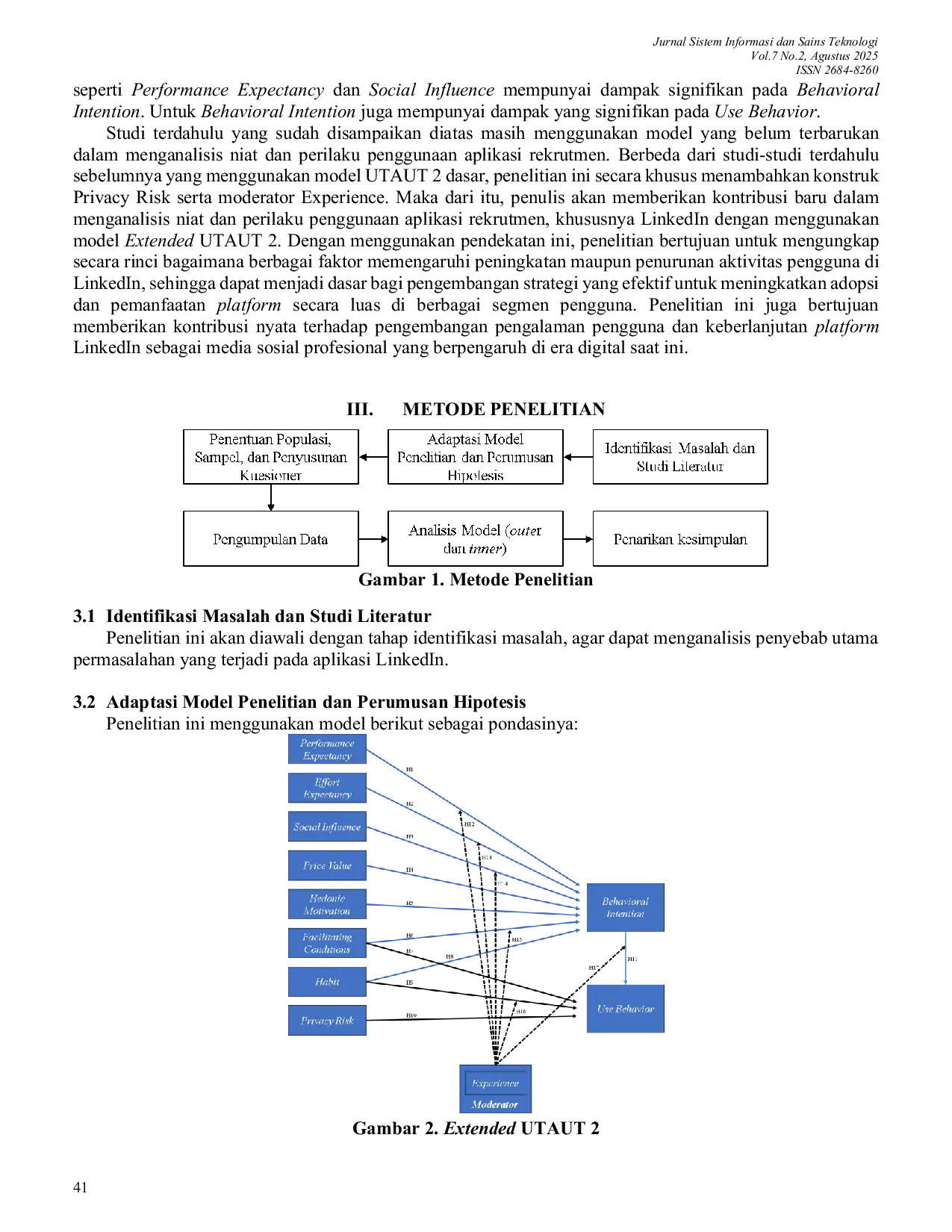JURIS Penerapan Extended UTAUT 2 dalam Menganalisis Niat dan Perilaku Penggunaan Aplikasi LinkedIn