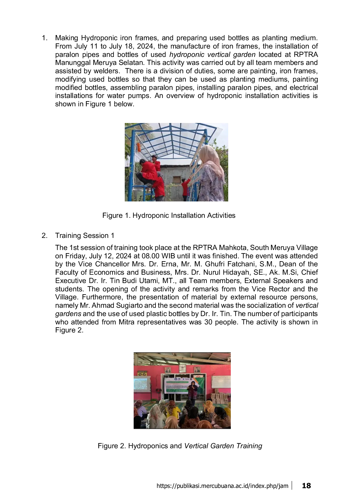 JURIS Peningkatan Kualitas Visual dan Ketahanan Ekonomi melalui Pemanfaatan Barang Bekas dengan Vertical Garden Hidroponik