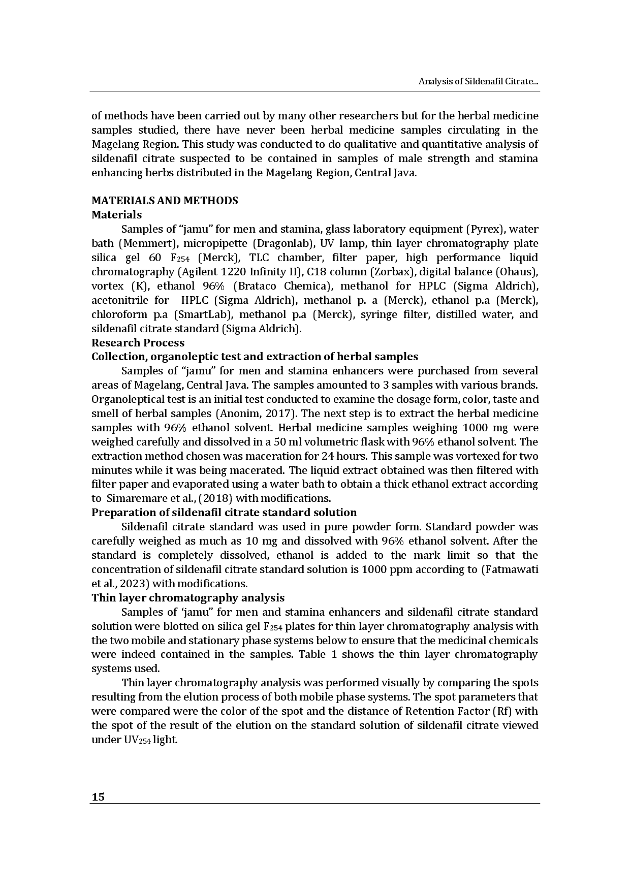 juris Analysis of Sildenafil Citrate in Herbal for Men and Herbal for Stamina Enhancers Using High Performance Liquid Chromatography
