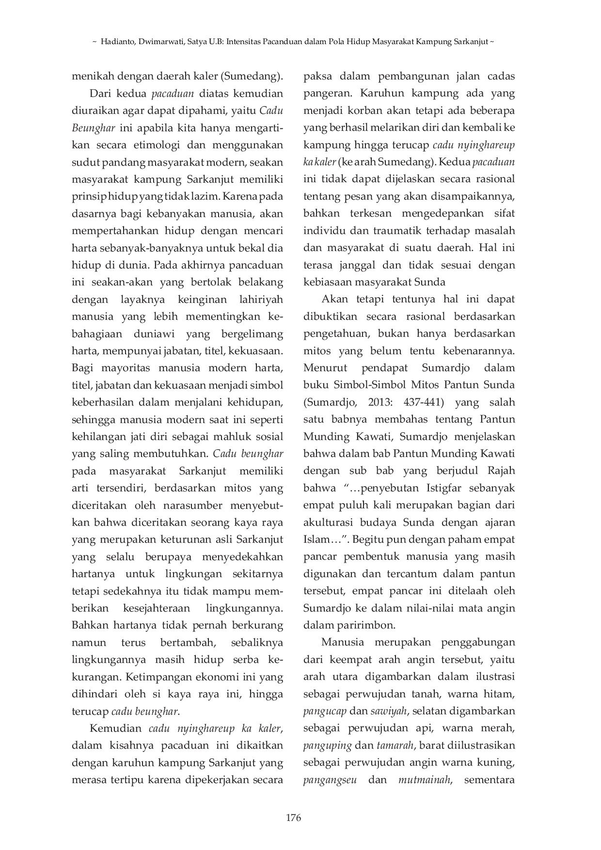 JURIS Intensitas Pacaduan dalam Pola Hidup Masyarakat Kampung Sarkanjut