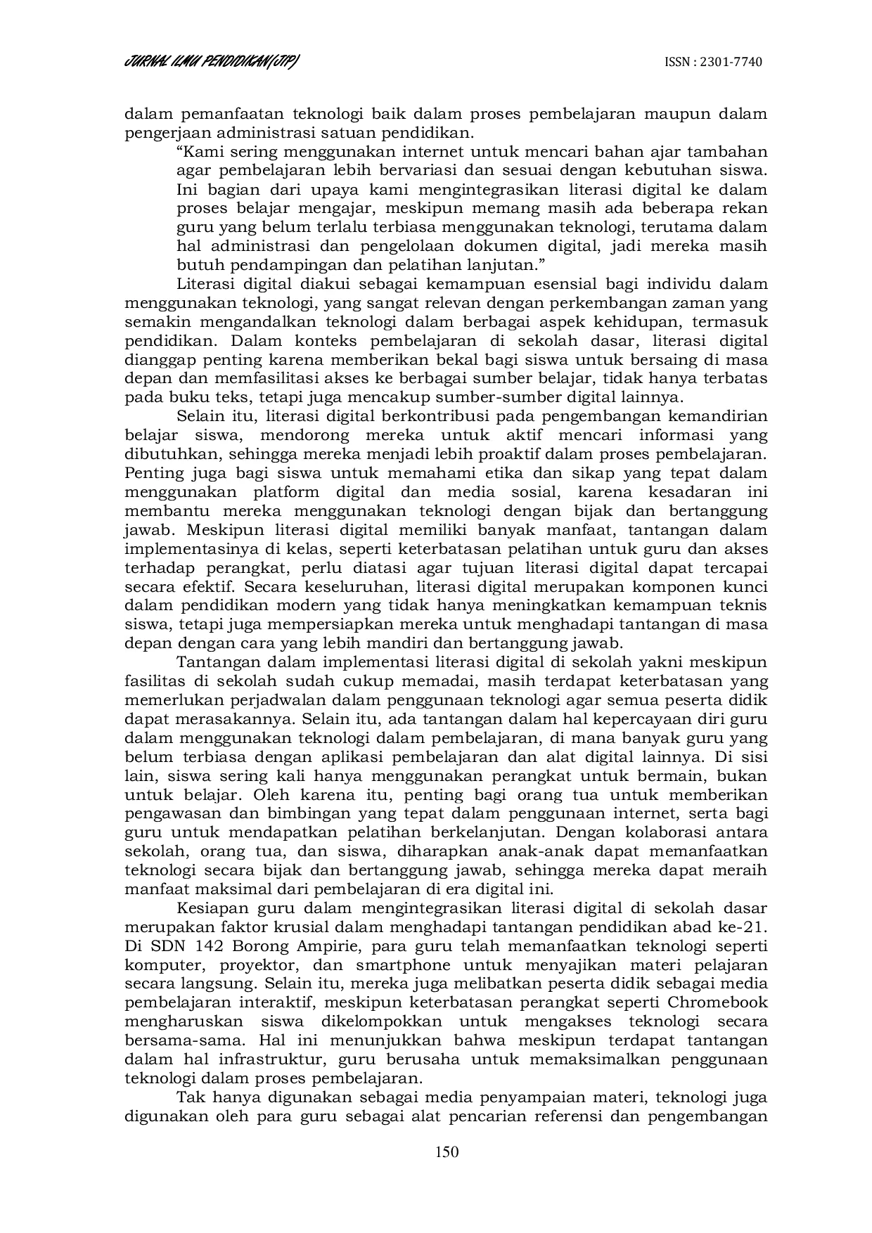 JURIS Deskripsi Kesiapan Guru Dalam Mengintegrasikan Literasi Digital Di Sekolah Dasar