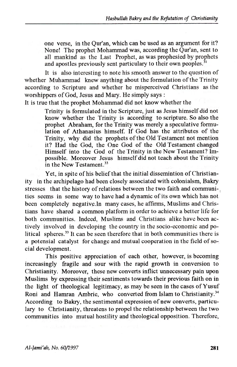 JURIS Hasbullah Bakry and The Refutation of Christianity in Post Colonial Indonesia