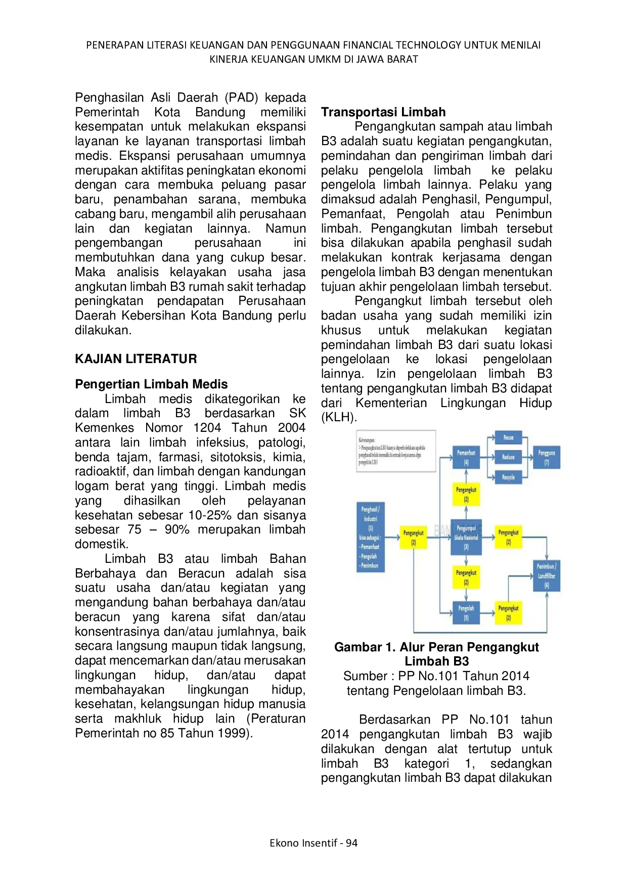 juris Usulan Analisis Kelayakan Usaha Melalui Aspek Keuangan Terhadap Jasa Angkutan Limbah B3 Rumah Sakit Oleh Perusahaan Daerah Kebersihan Kota Bandung Menggunakan Metode SWOT