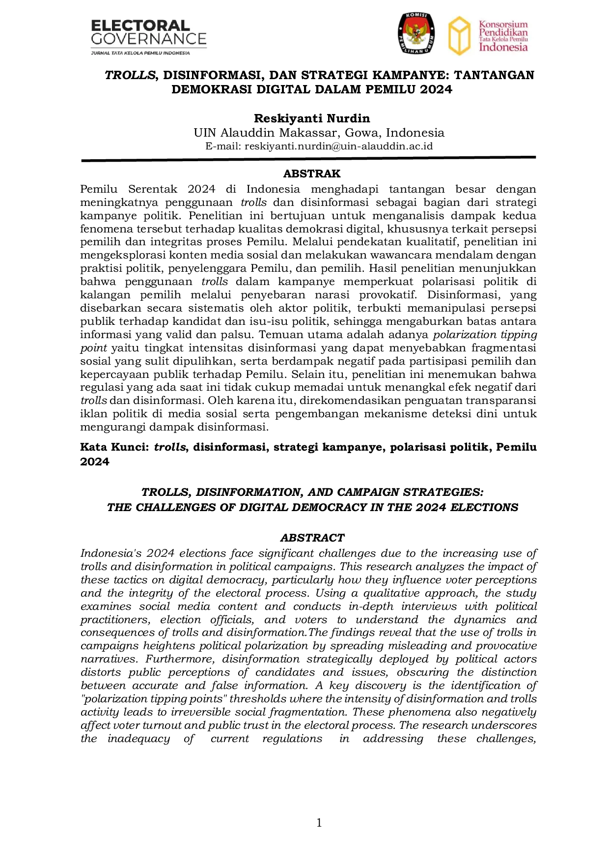 JURIS Trolls Disinformasi dan Strategi Kampanye Tantangan Demokrasi Digital dalam Pemilu 2024