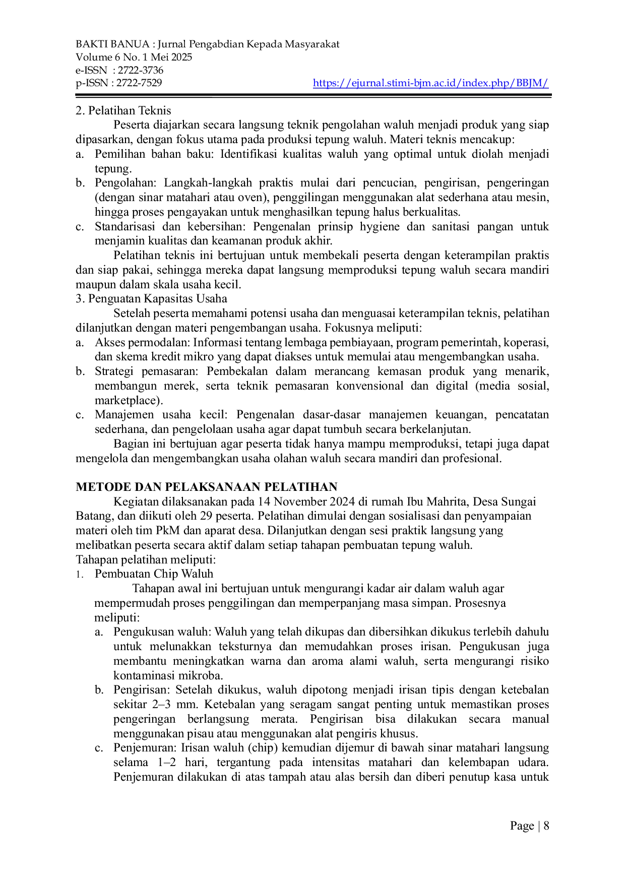 JURIS Transformasi Waluh Menjadi Tepung Solusi Peningkatan Nilai Tambah Produk Pangan Lokal