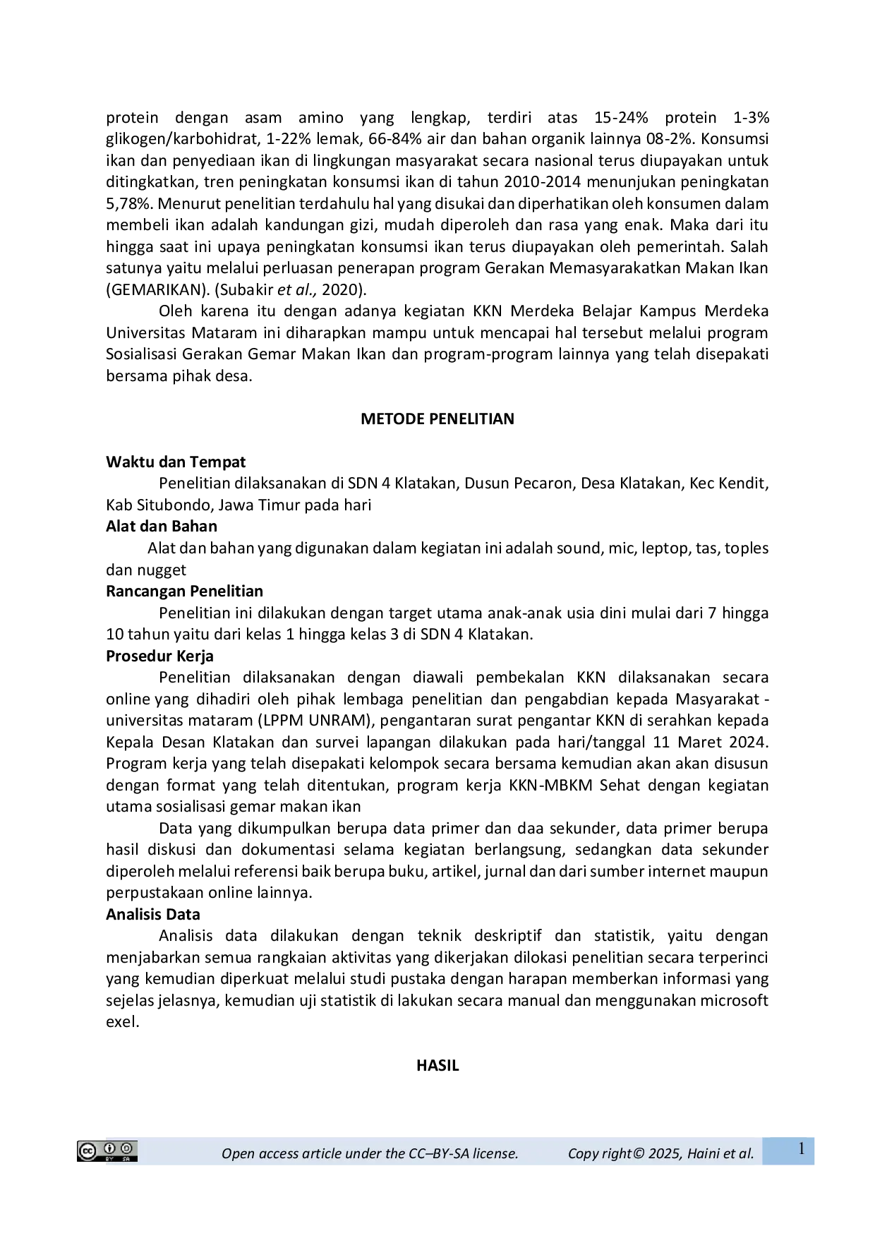 JURIS Gerakan Memasyarakatkan Makan Ikan Gemarikan Di Sd Negeri 4 Klatakan Dusun Pecaron Situbondo Jawa Timur