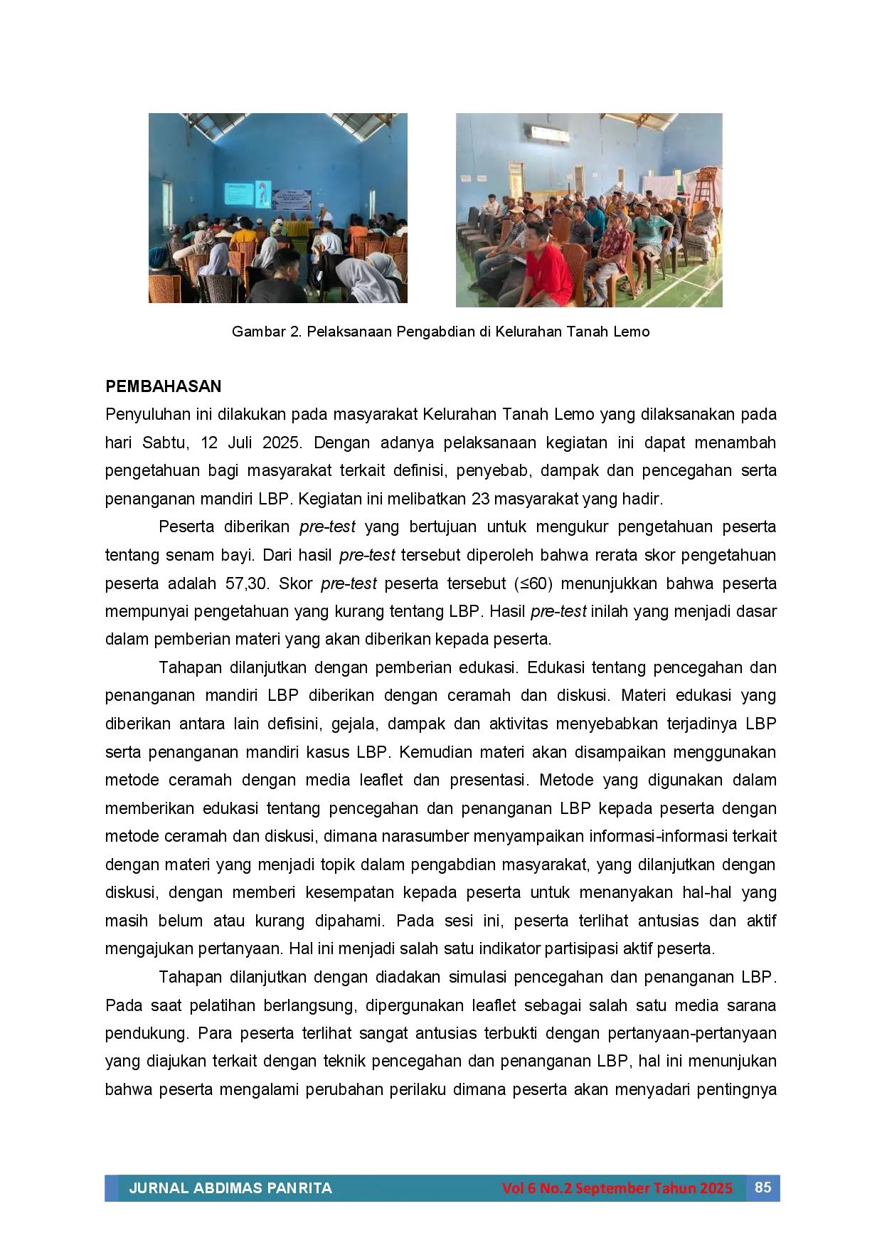 JURIS Penyuluhan Fisioterapi Pencegahan Low Back Pain Di Komunitas Nelayan Dan Pembuat Perahu