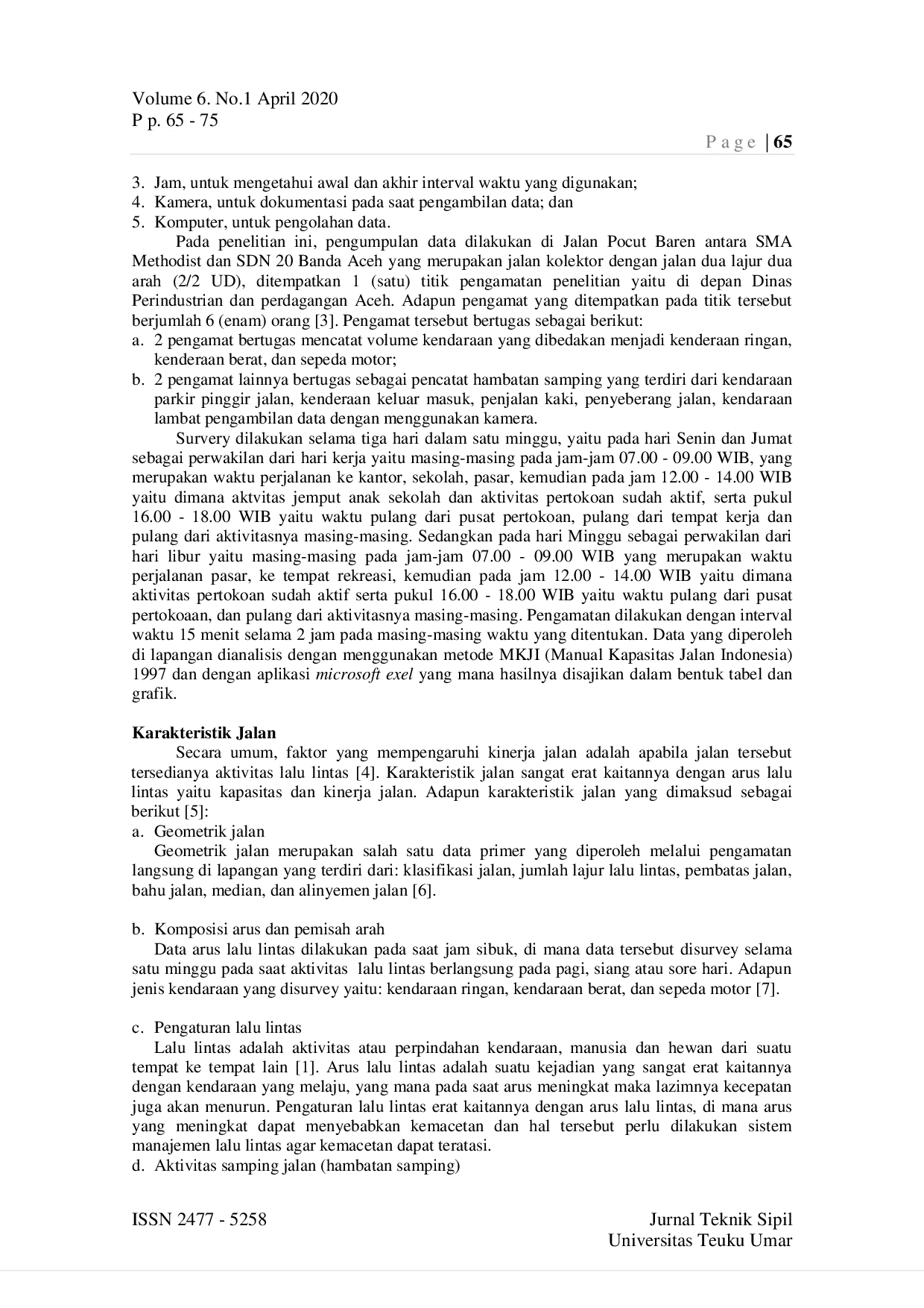 JURIS Tinjauan Hambatan Samping Antara SMA Methodist dan SDN 20 Kota Banda Aceh