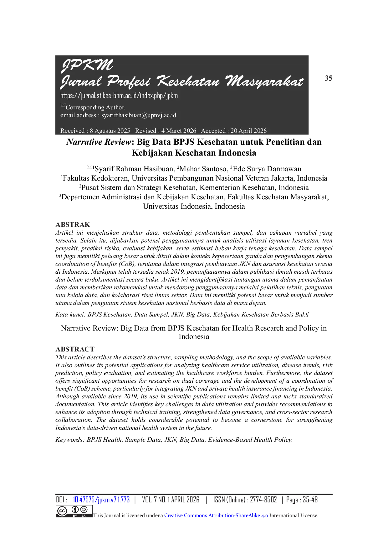 JURIS Narrative Review Big Data BPJS Kesehatan Untuk Penelitian Dan Kebijakan Kesehatan Indonesia