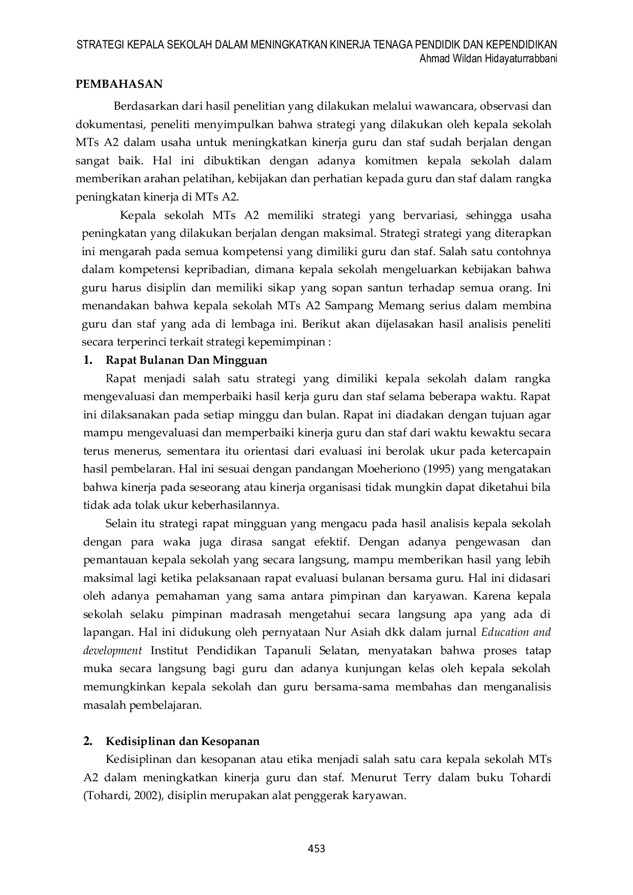 JURIS Strategi Kepala Sekolah dalam Meningkatkan Kinerja Tenaga Pendidik dan Kependidikan