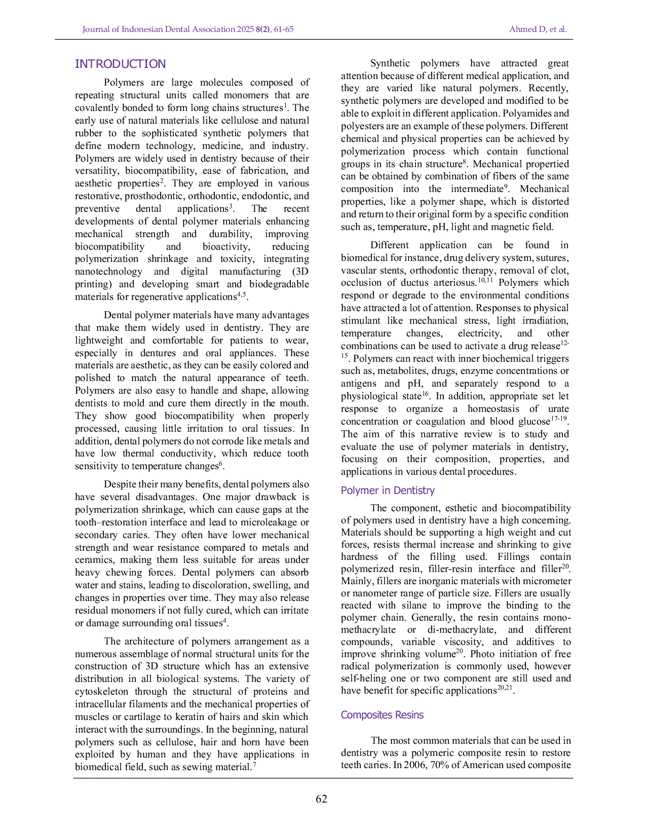 JURIS Dental Polymeric Composites A Narrative Review of Properties and Clinical Performance