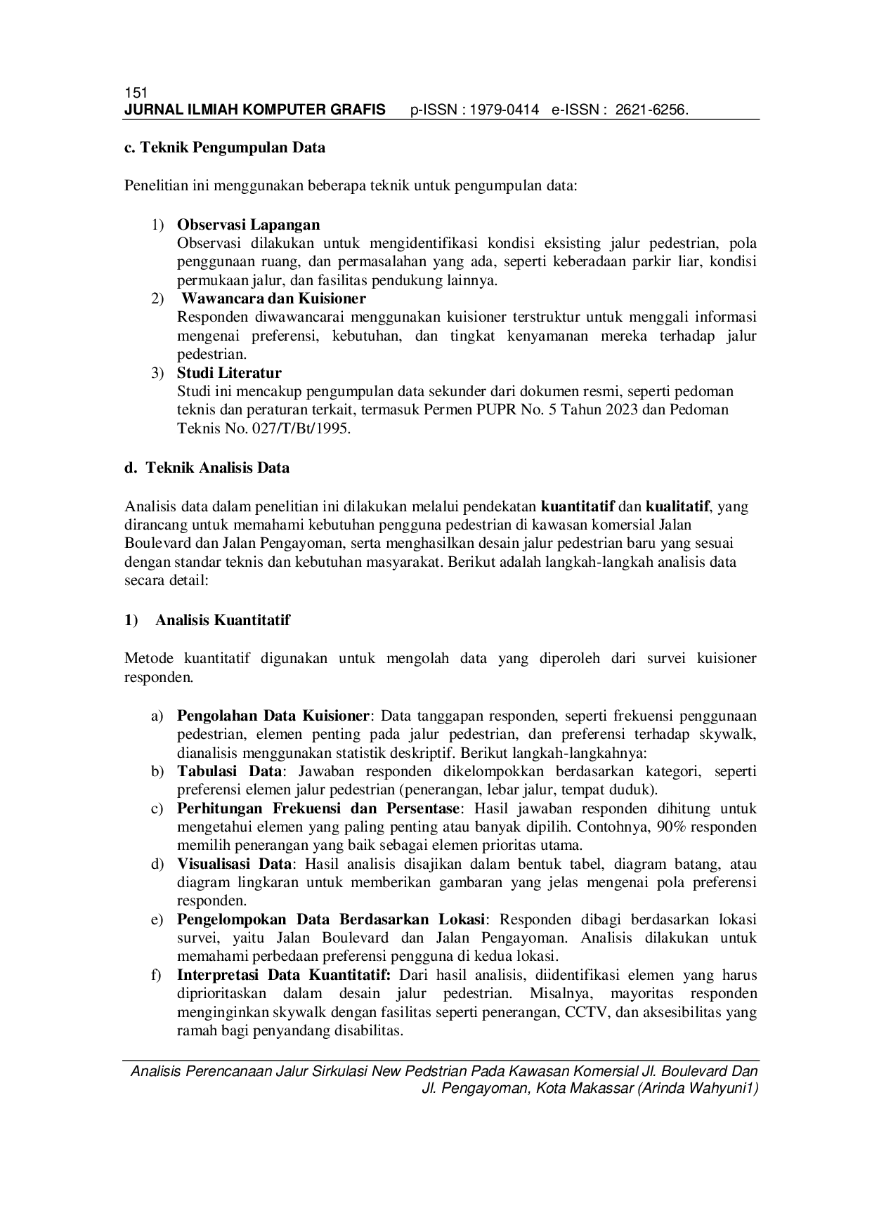 JURIS Analisis Perencanaan Jalur Sirkulasi New Pedestrian Pada Kawasan Komersial Jl Boulevard Dan Jl Pengayoman Kota Makassar