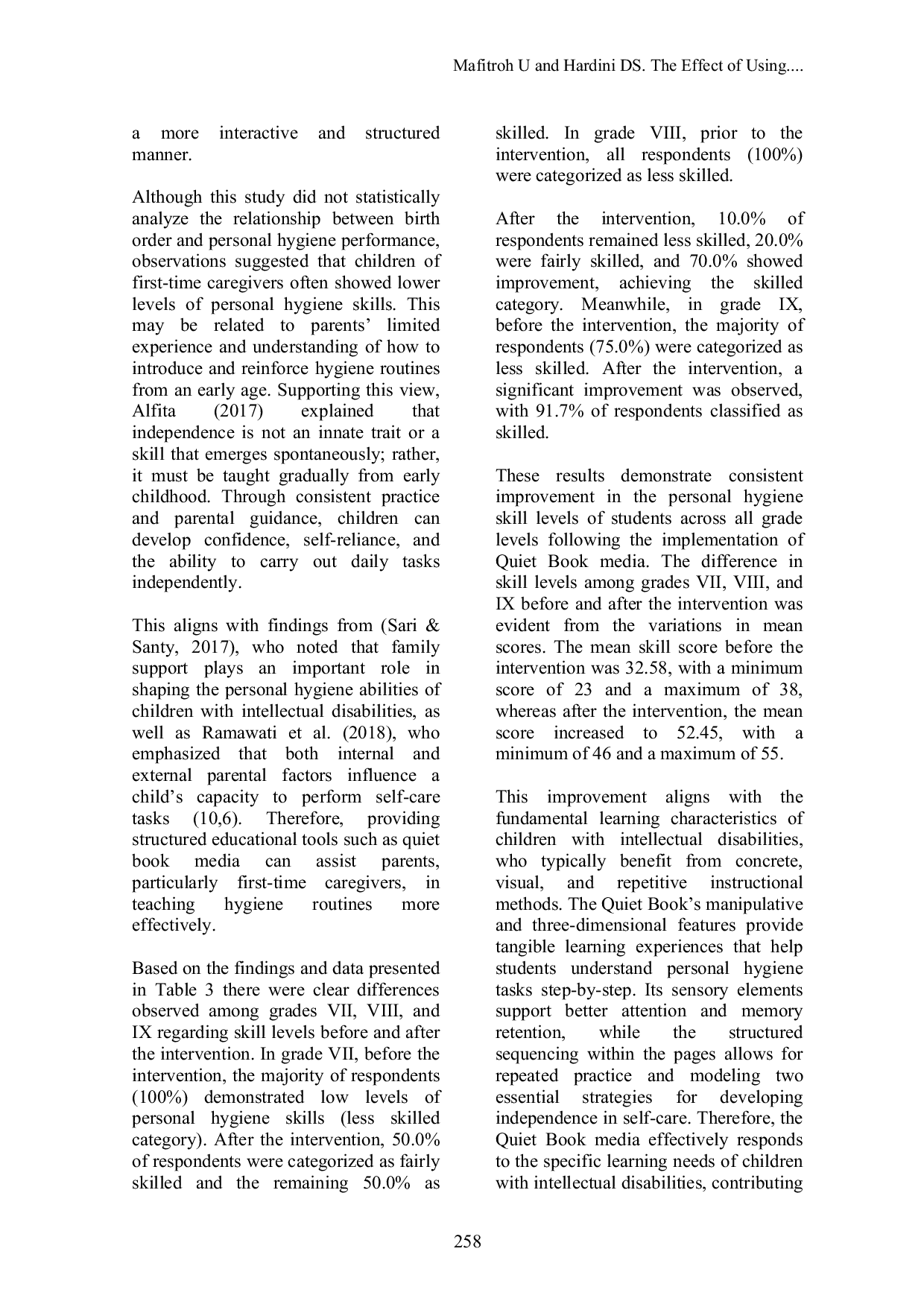 JURIS The Effect of Using Quiet Book Media on Improving Personal Hygiene Skills in Children with Intellectual Disabilities
