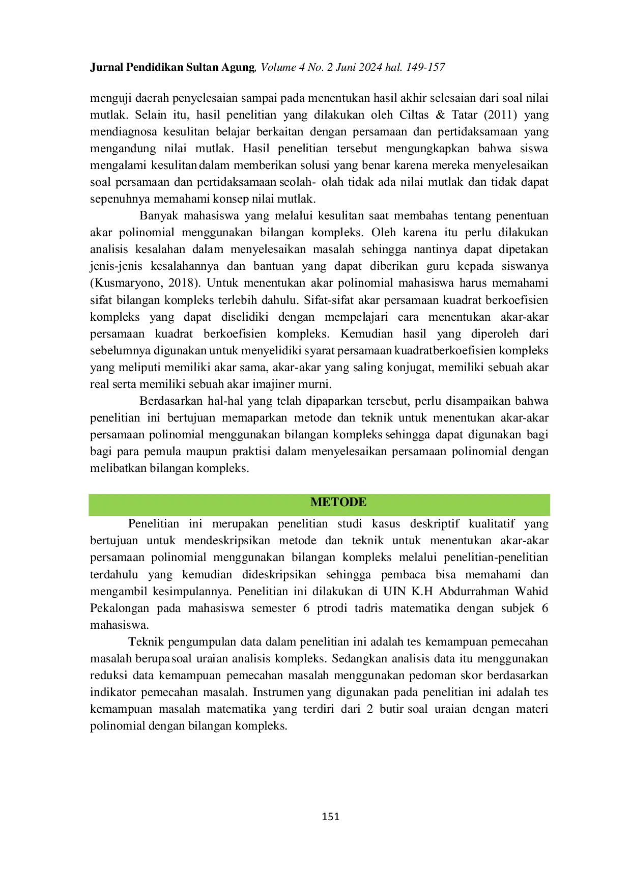 JURIS Analisis Kemampuan Pemecahan Masalah dalam Penyelesaian Soal Polinomial