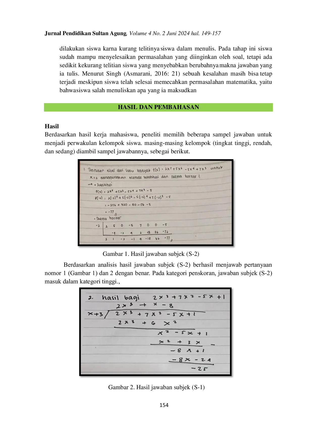 JURIS Analisis Kemampuan Pemecahan Masalah dalam Penyelesaian Soal Polinomial