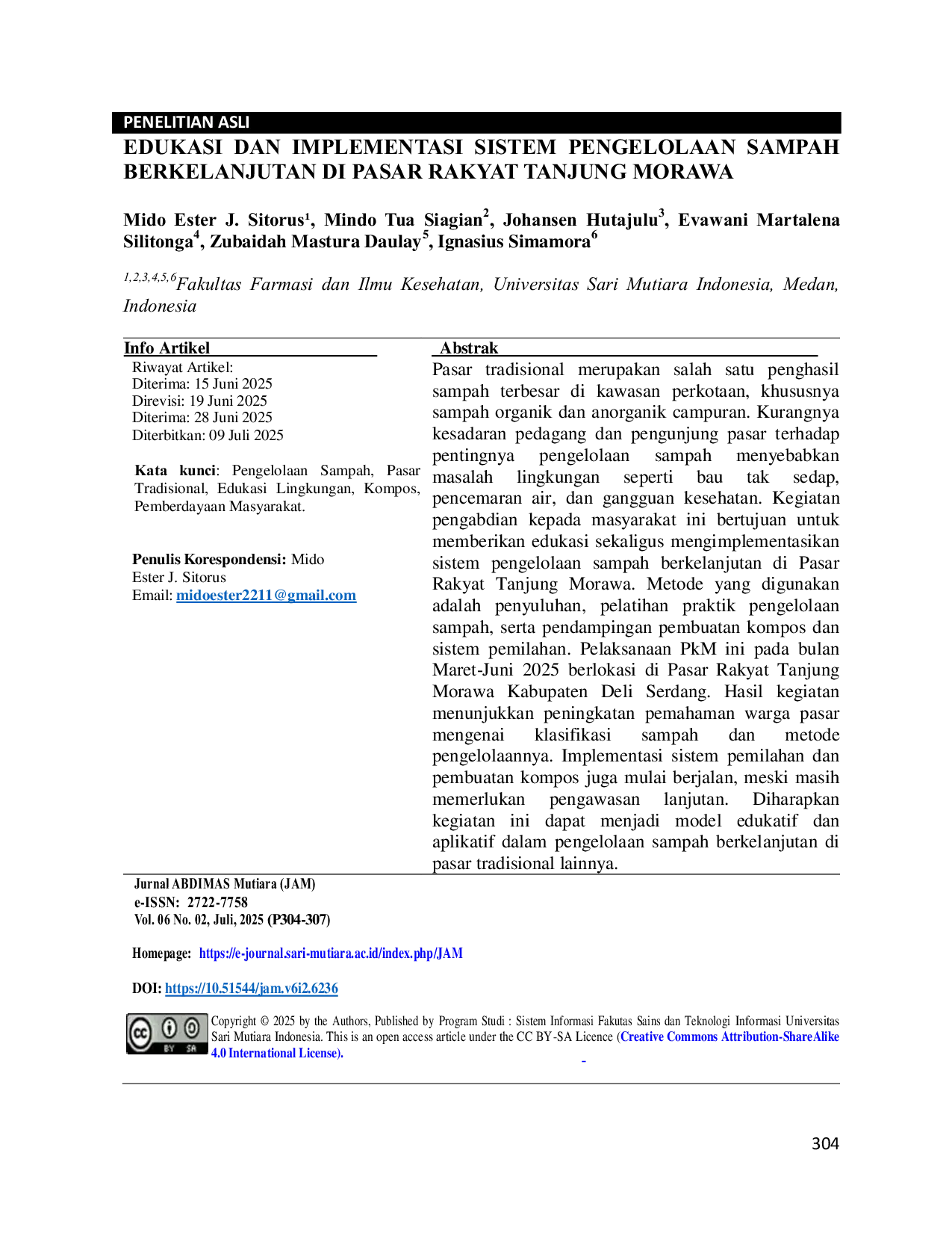 JURIS Edukasi Dan Implementasi Sistem Pengelolaan Sampah Berkelanjutan Di Pasar Rakyat Tanjung Morawa