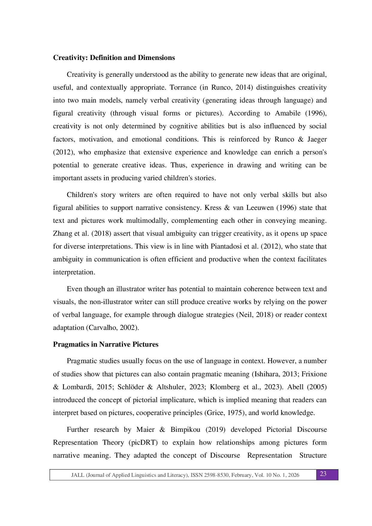 JURIS Creativity Between the Illustrator and Non Illustrator Writers in Applying Pragmatic Discourse to Narrative Pictures