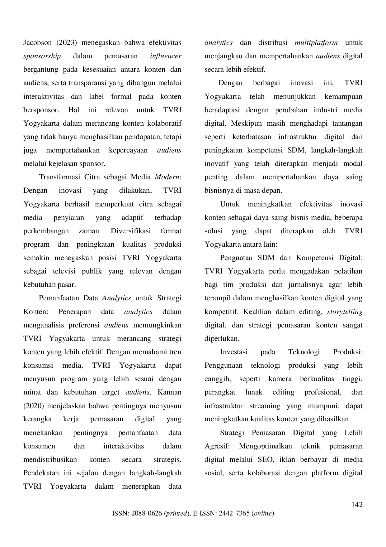 JURIS Inovasi Konten sebagai Strategi Pemasaran Media Studi Kasus TVRI Yogyakarta dalam Persaingan Digital